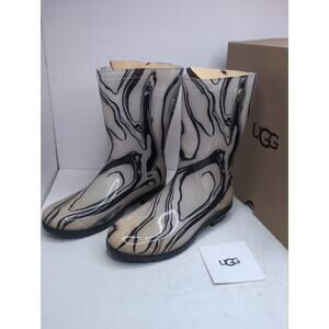 UGG Sienna Marble Rain Boots Women's Size 8 Waterproof Rubber Boots Black Cream